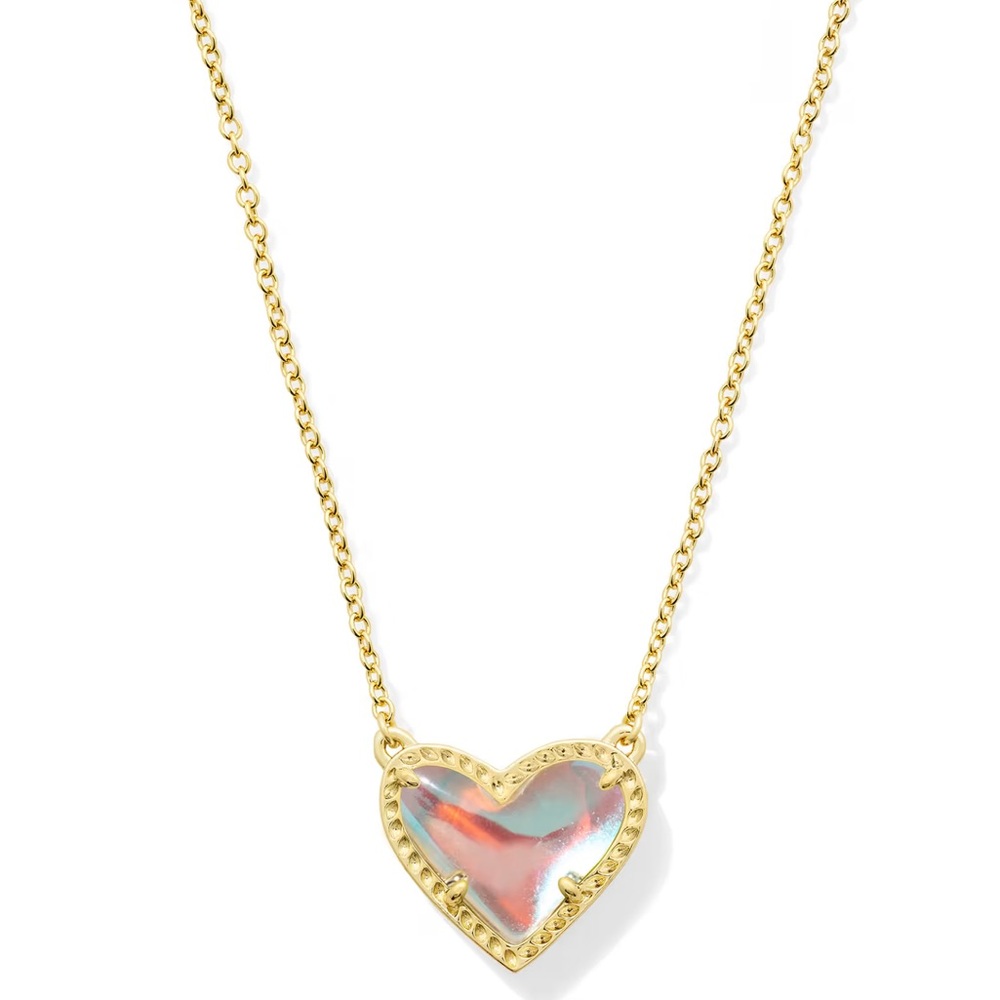 Kendra Scott Ari Heart Necklace Gold Dichroic Glass